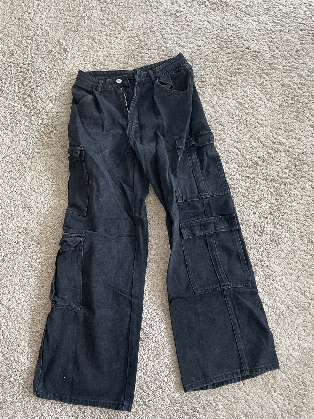 High-Rise Black Women's Cargo Jeans